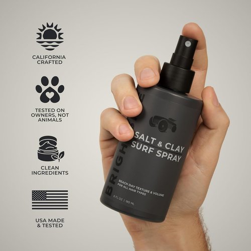 Brightside Salt & Clay Surf Spray - Instant Volume & Texture for Thicker Hair - Alcohol-Free, 3oz Travel Size
