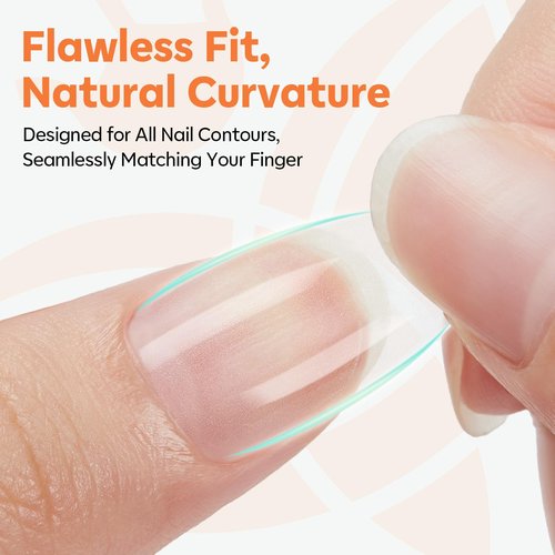 modelones Short Almond Nail Tips, Pre-shaped Soft Gel Tips Fake Nails False Acrylic Clear Full Cover Press on Extension Kit Gel Manicure DIY at Home 216PCS 12Sizes