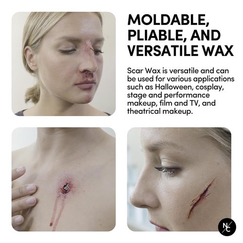 Narrative Cosmetics Scar Wax SFX Makeup Kit - Moldable Special Effects Wax for Wounds & Injuries | Easy to Blend, Fair Color, 2.5 Oz