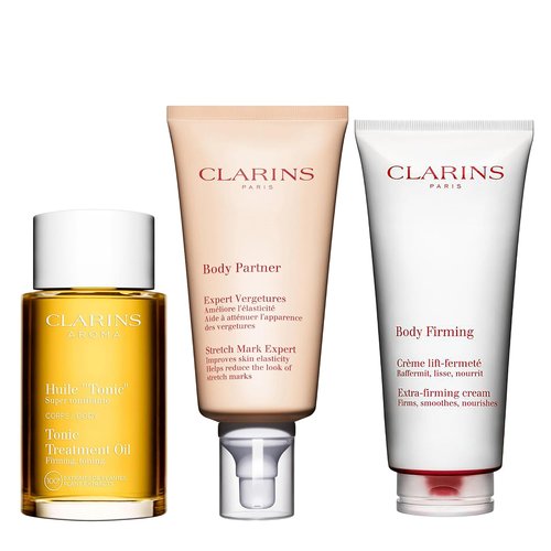 Clarins Tonic Body Treatment Oil & Extra-Firming Body Cream Bundle | Stretch Mark Oil & Cream for Pregnancy