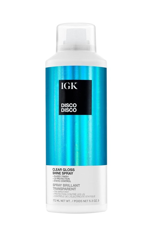 IGK Disco Disco Clear Gloss Shine Spray - High-Shine Finishing Spray with UV Protection | Vegan & Cruelty-Free