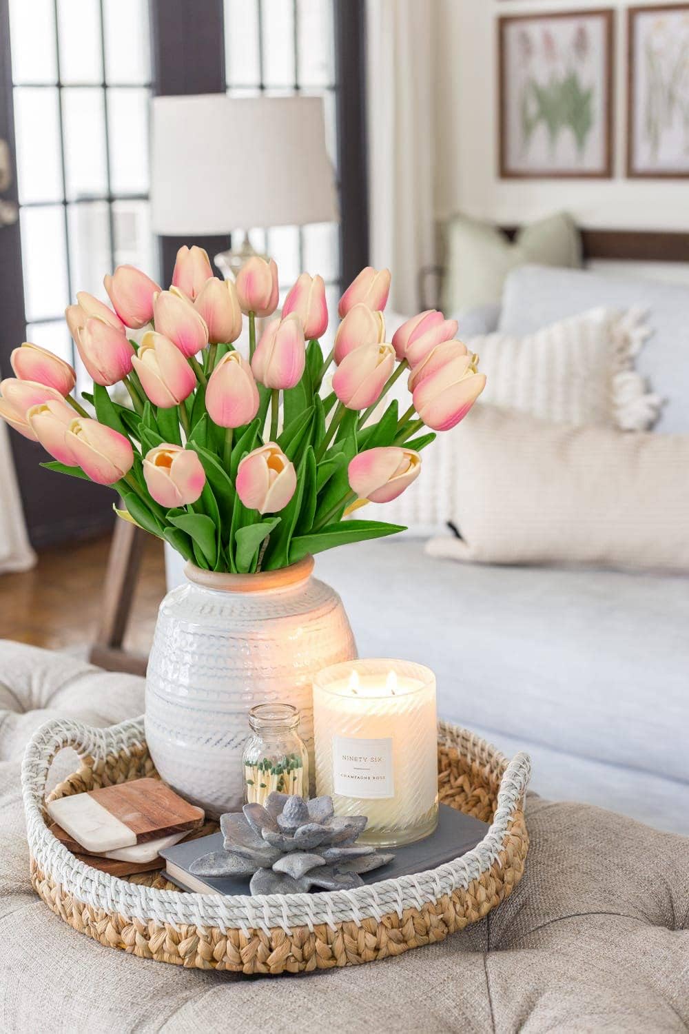 24 Pink Tulips | Artificial Flowers - 13.5" Faux Tulips for Home Decor, Weddings & Mother's Day