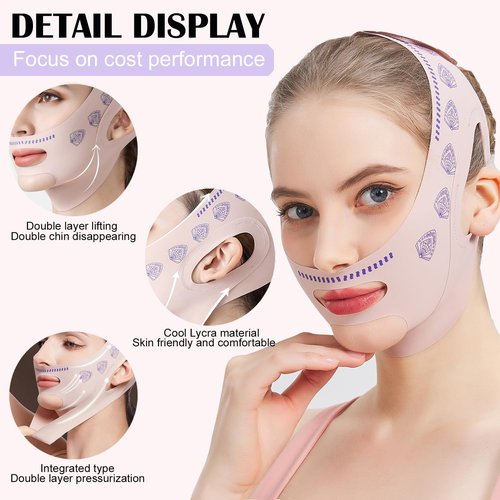 MASIKA Chin Strap for Sleeping,Adjustable Chin Strap,Jaw Strap,Jawline Shaper,V-Line Mask Chin Up Mask V Shaped Face Mask, Jaw Exerciser,Reusable chin strap,Leaf pattern。