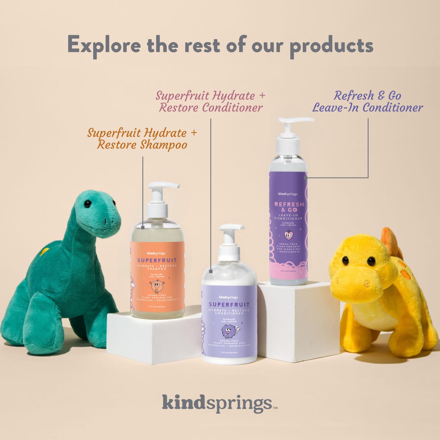 kindsprings Shampoo For Kids, Ultra-Hydrating Gentle Cleanser For Curly and Coily Hair. Superfruit Hydrate and Restore Shampoo. No Paraben. Sulfate-Free 12 Fl Oz