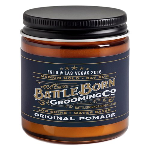 Battle Born Grooming Co Original Pomade - Bay Rum Scent, Medium Hold, 4 oz | All Hair Types, Natural Ingredients