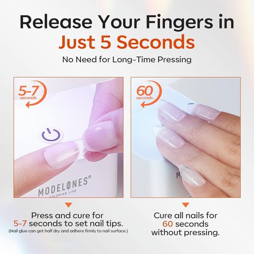 modelones Solid Nail Glue Gel, 30g Glue Gel on Nails for Clear Tips Super Strong Adhesive for Acrylic Extensions Press On Fake Tips U V Curing Needed Professional Adhesive