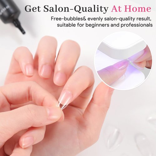 Qiek Nail Tips Gel Glue 15g - Lamp Curing Solid Nail Glue for False Acrylic Nails, Crystal Clear Long Lasting 28 Days No Yellowing Salon Quality DIY Home Manicure Beginner-Friendly