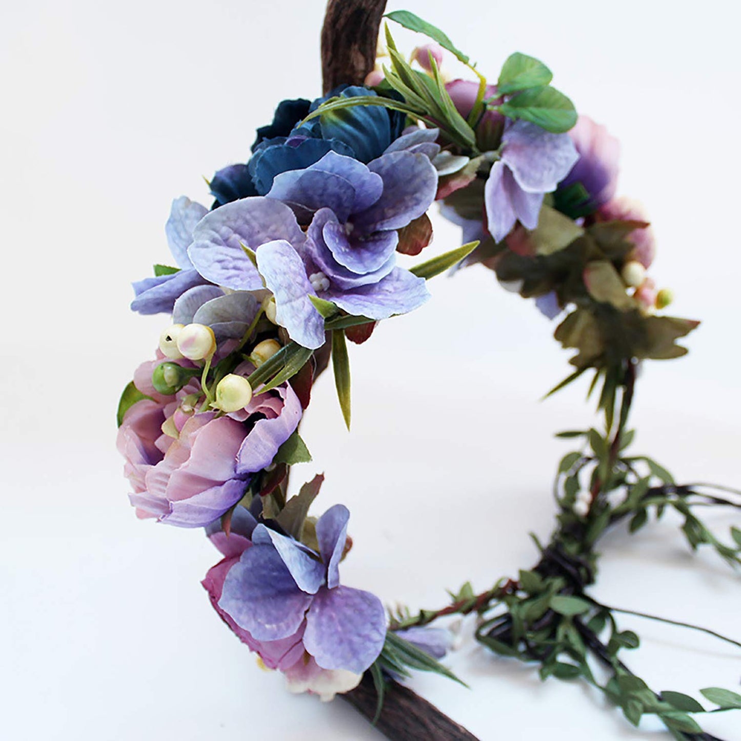 YnimioAOX Handmade Adjustable Flower Wreath Headband Halo Floral Crown Garland Headpiece,A7-purplepink