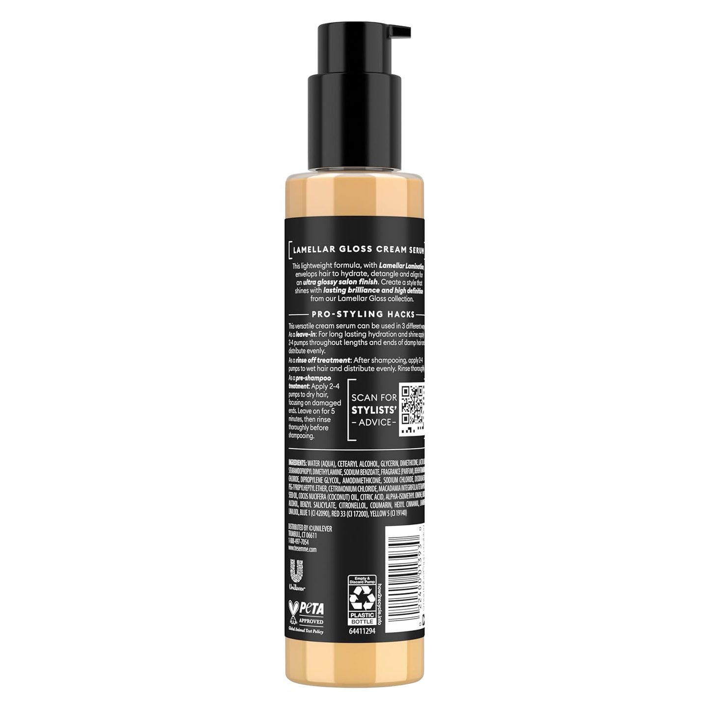 TRESemmé Hydrating Detangling Cream Serum - Ultra Shine Lamellar Gloss, 5.7 Fl Oz | 72-Hour Hydration