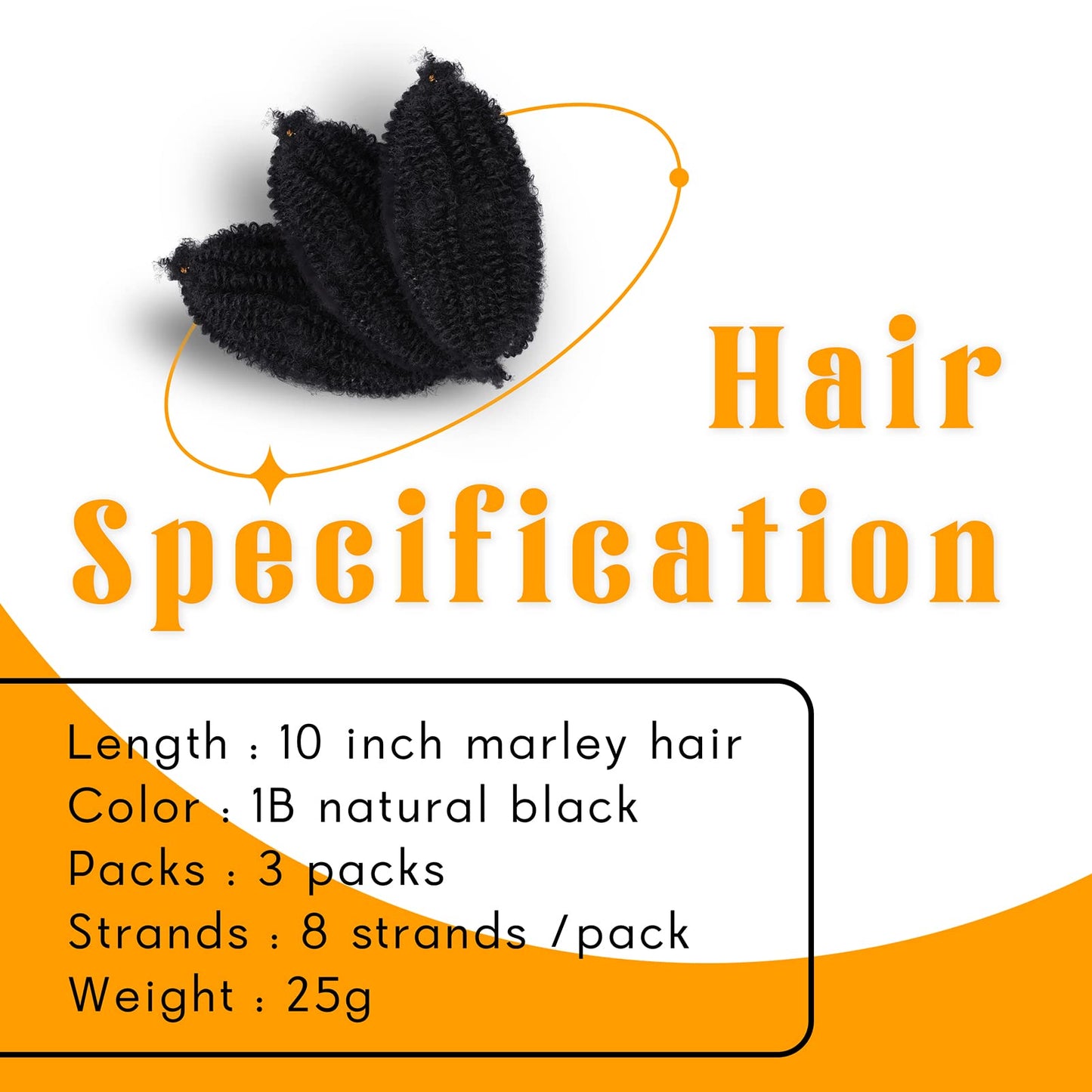 Marley Twist Braiding Hair 10 inch 3 Packs Pre Separated Springy Afro Twist Hair for Soft Locs Pre Fluffed Spring Twist Hair Synthetic Cuban Twist Hair Extensions(10 Inch, 1B)