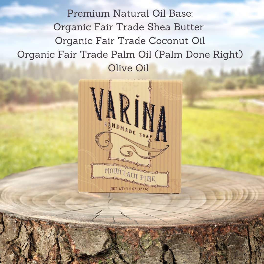 Varina Natural Mountain Pine Bar Soap - Gentle Cleansing for Sensitive Skin | Fresh Scent - 3 Pack