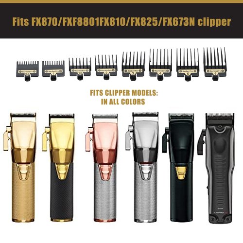 BaBylissPRO Clipper Guards - 8PCS Replacement Set for FX870, FX880, FX825 & FX673 - Black