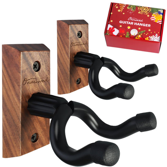 Guitar Wall Mount 2 Pack, Acacia Hardwood Guitar Hanger, U-Shaped Guitar Wall Hanger Mount, Guitar Holder Hook Stand Wall for Acoustic, Electric Guitar, Banjo, Bass, for Guitar Player Men Boy