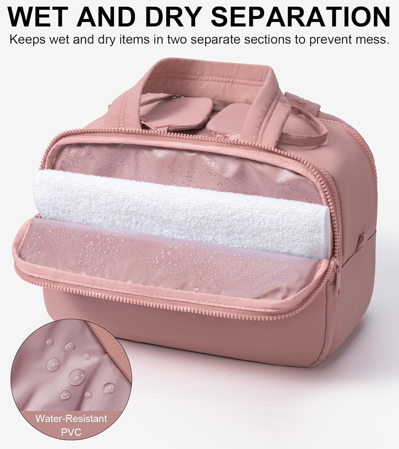 Skiennix Travel Toiletry Bag - Large Quilted Makeup Organizer | Water-Resistant & Lightweight - Dark Pink