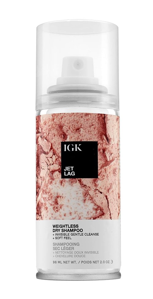 IGK JET LAG Travel Size Invisible Dry Shampoo Spray | Refreshes Hair Between Washes + Absorbs Oil | Weightless, No White Residue, Soft Finish | Vegan + Cruelty Free | 2 Oz