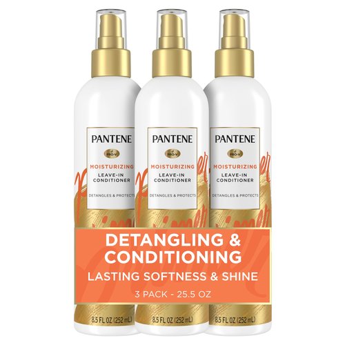 Pantene Conditioning Detangler Spray, Pro-V Repair & Protect, Nutrient Boost for Damaged Hair, Antioxidant Enriched, Leave-In Conditioner, Smooth & Shine, Sulfate-Free, 8.5 Fl Oz, 3 Pack