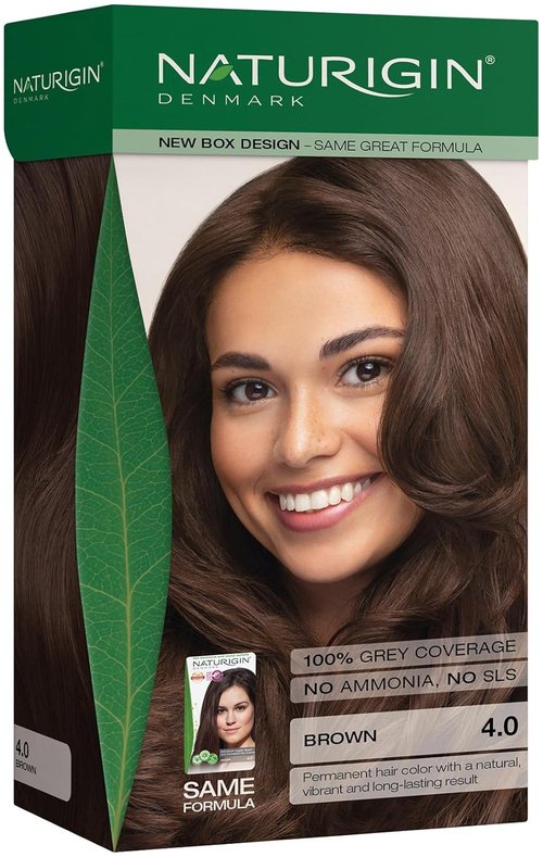 Naturigin Permanent Hair Dye - 4.0 Brown - 100% Gray Coverage | Ammonia-Free, Vegan Formula