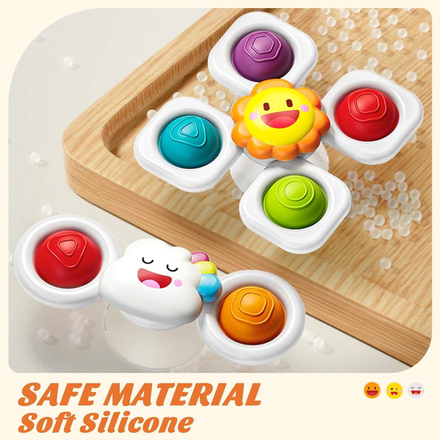 SpringFlower Baby Toys - Suction Cup Spinner Bath Toy for 0-18 Months | Sensory Travel Toy for Toddlers