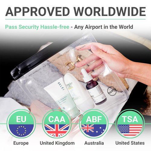 Ogato Clear TSA Approved Toiletry Bag Set - 3 Quart Size Travel Bags for Liquids & Cosmetics