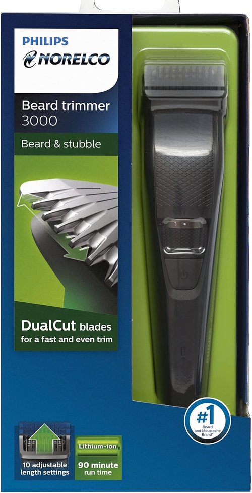 Philips Norelco Beard Trimmer & Hair Clipper Series 3000 - Cordless, Rechargeable, Adjustable Length - BT3210/41