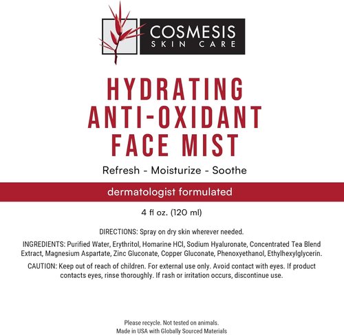 Cosmesis Hydrating Face Mist - Refreshing Anti-Oxidant Formula with Tea Blend & Vitamins A/D - 4 fl oz