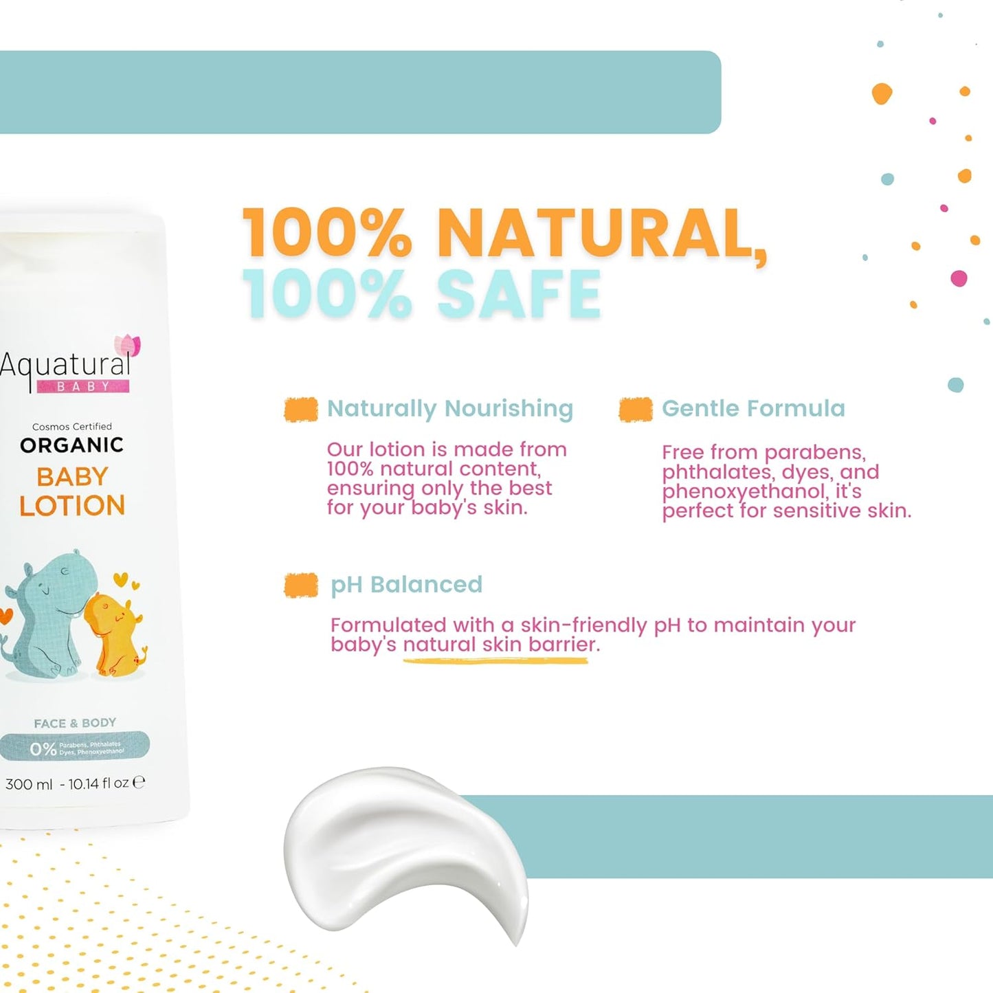 Skiennix Organic Baby Lotion - Natural Moisturizer for Newborns & Toddlers | Gentle for Sensitive Skin, 10.14 fl oz