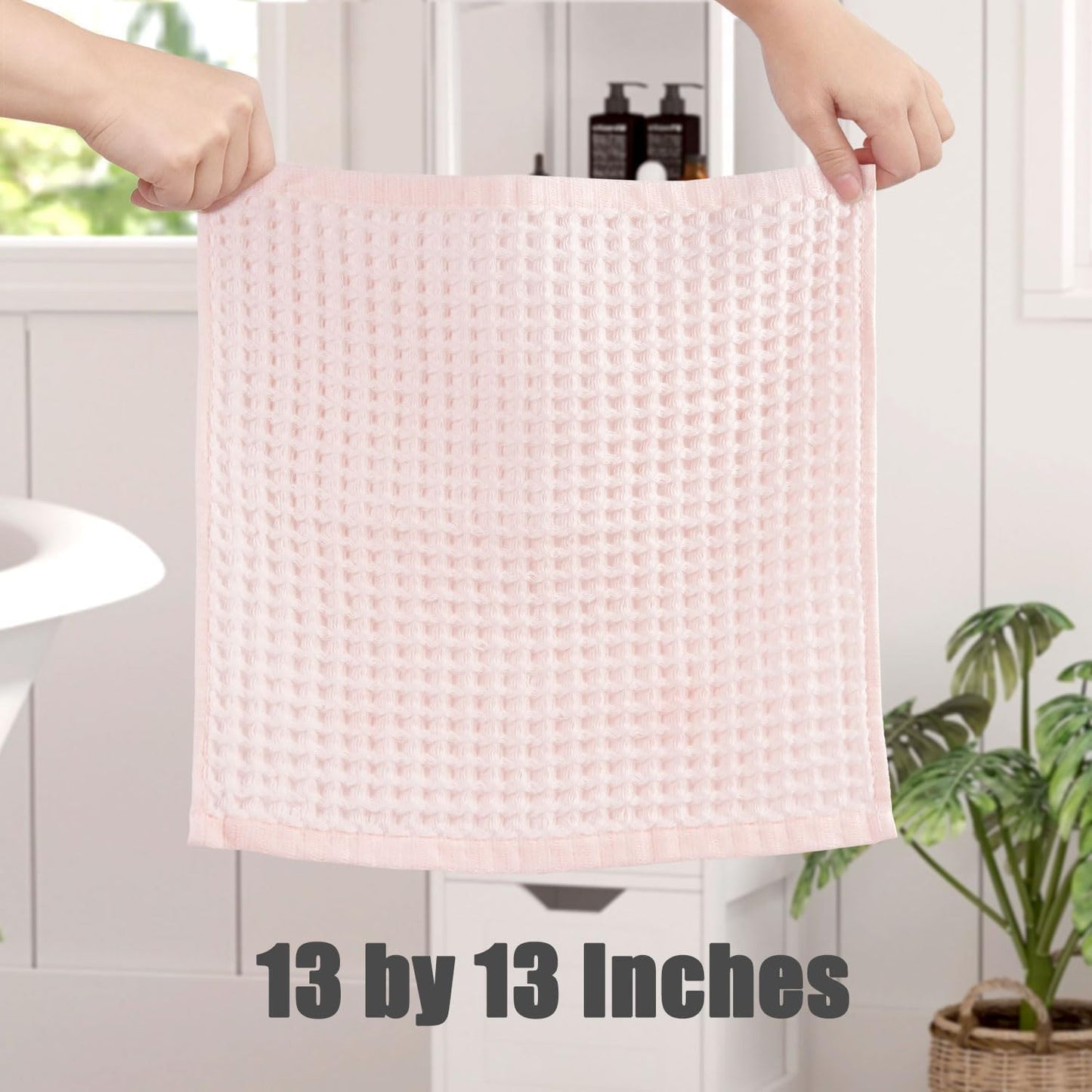 Cleanbear Wash Cloths for Showering, 12 Pack Piggy Pink Washcloths, 13 x 13 inches, Absorbent, Quick-Drying Face Towels for Bathroom Decor