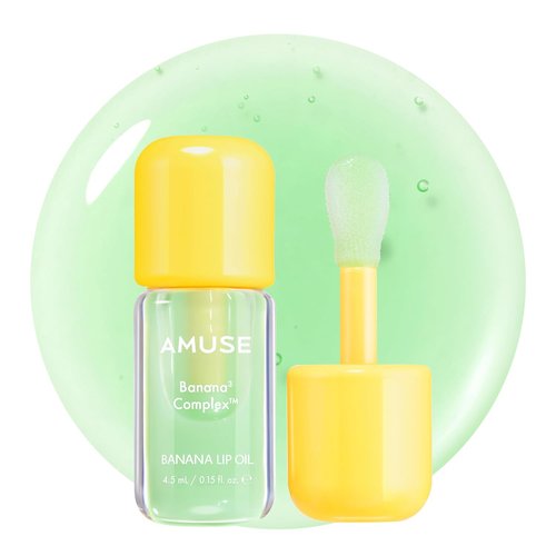 Amuse Seoul Banana Lip Oil - Hydrating Vegan Lip Oil with Peptide & Rice-Based PDRN | 01 Zen Matcha, Banana-Scented