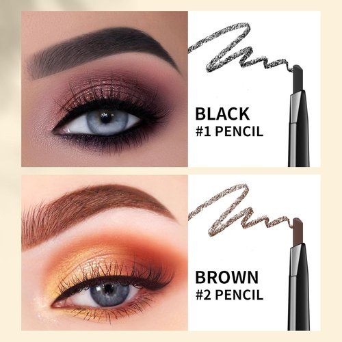 Docolor Micro Brow Pencil - Dual-Sided Definer for Women | Ultra-Fine Microblading, Soft Brown & Black (2 Count)