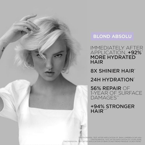 Kerastase Blond Absolu Lumière Shampoo & Cicaflash Conditioner Set - Nourishing Duo for Lightened, Highlighted & Grey Hair with Hyaluronic Acid