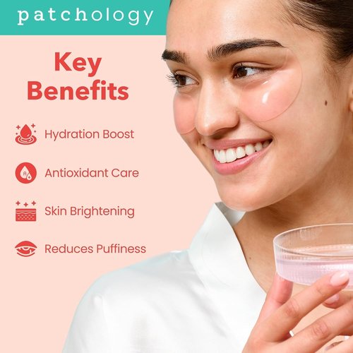Patchology Serve Chilled Rosé Eye Patches - Hydrating & Antioxidant-Infused Masks for Dark Circles & Puffiness - 30 Pairs