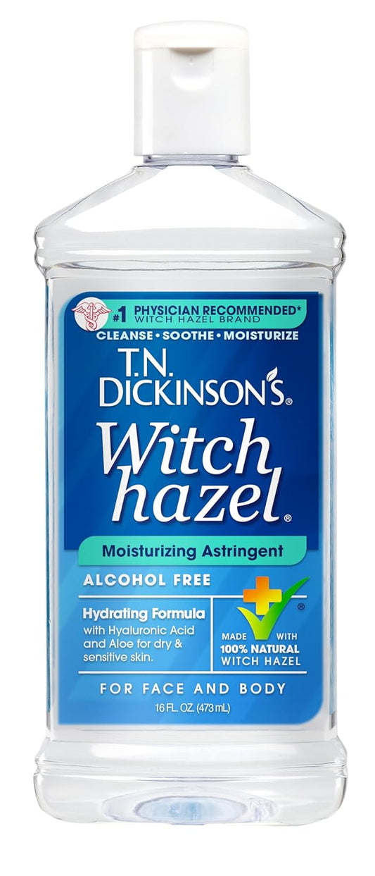 T.N. Dickinson's Witch Hazel Astringent - Alcohol-Free, 100% Natural Formula | Calms & Hydrates Skin | 16 Fl Oz