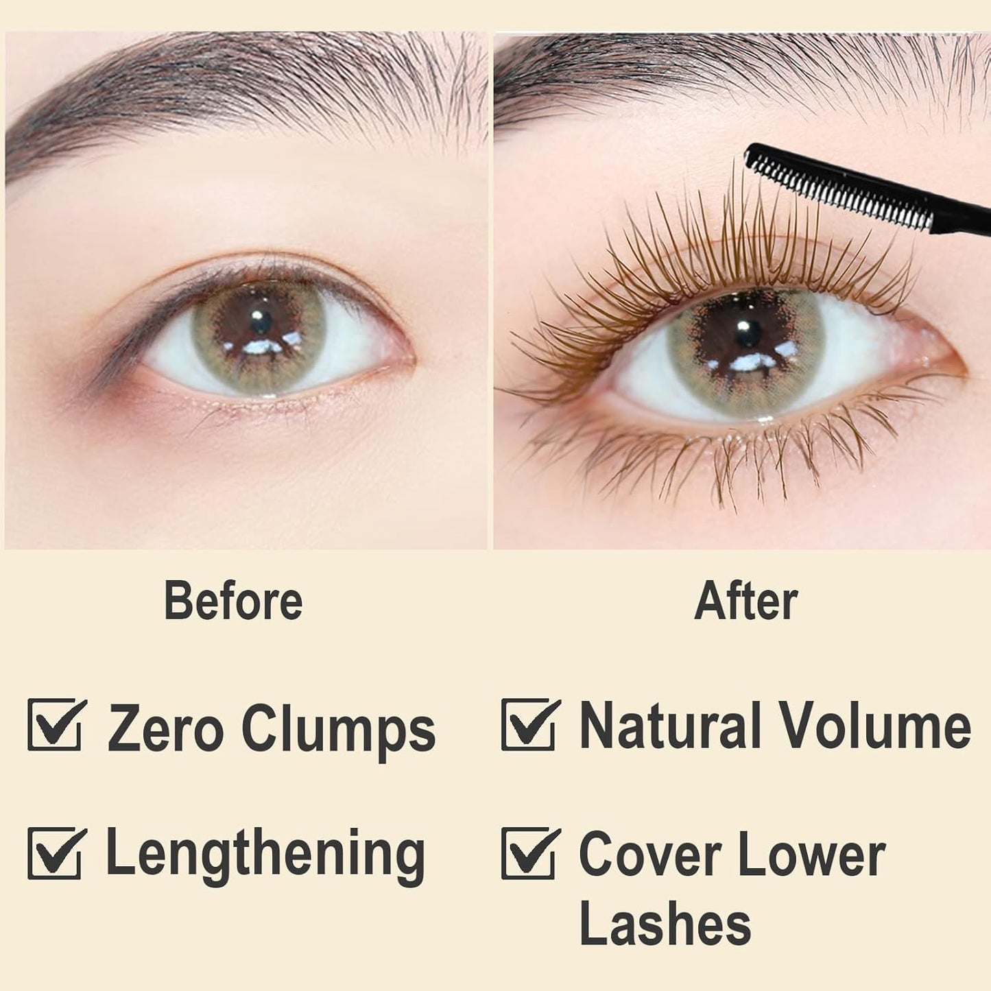 Skiennix Brown Mascara Primer - Lengthening Formula for Fine Short Lashes | Lightweight, Quick-Dry, Waterproof