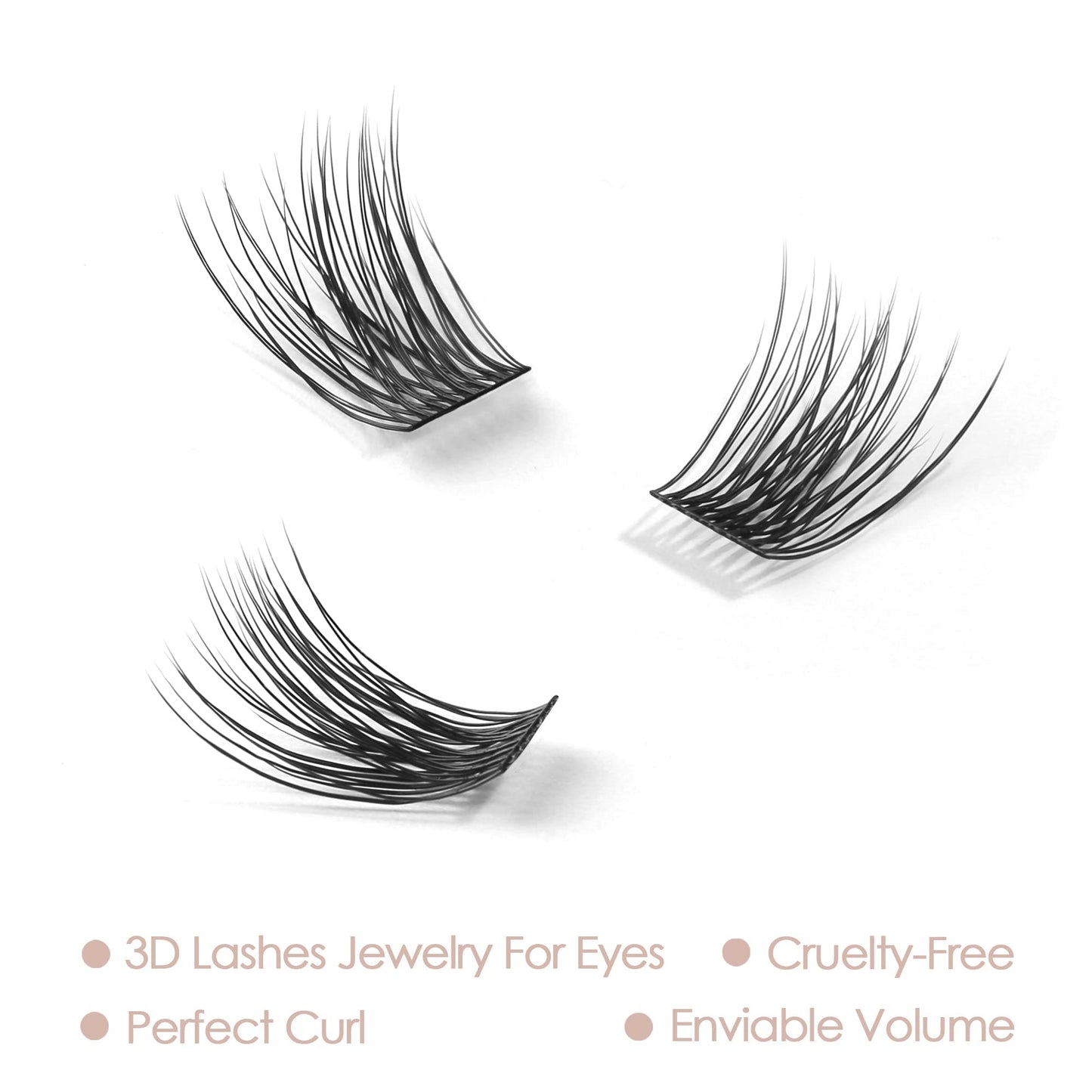 DIY Eyelash Extension, 3D Effect Glue Bonded Band Individual Lash 48 Clusters Volume Lashes Set, Home Eyelash Extension, C curl Lashes Pack 10MM-48 Clusters