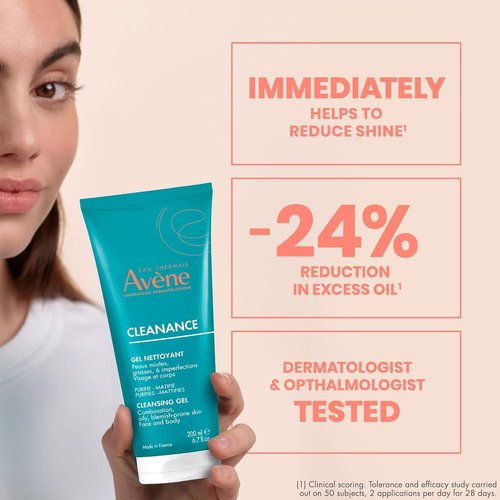 Avène Cleanance Cleansing Gel - Soap-Free Acne Cleanser for Oily Skin | Face & Body, Alcohol-Free