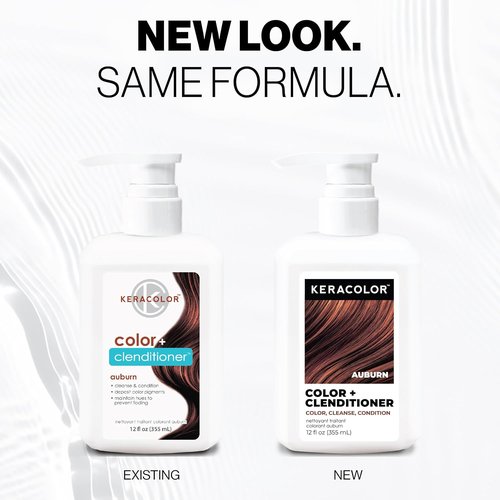 Keracolor Color + Clenditioner - 3-in-1 Color-Depositing Conditioner, Gently Cleans & Conditions, 12 Fl Oz | 23 Shades Available