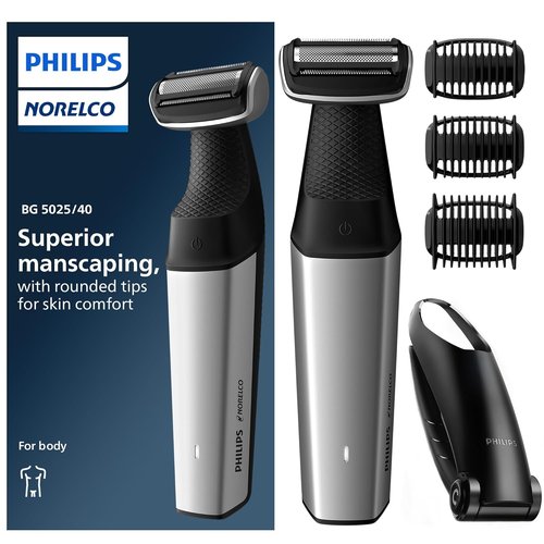 Philips Bodygroom Series 5000 - Showerproof Groin & Body Trimmer for Close, Comfortable Shaving | 60 Min Runtime