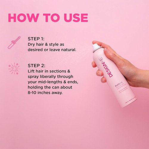 DESIGNME PUFF.ME Volumizing Dry Texture Spray - Light Hold Hairspray for Fine Hair | Color Safe & Sulfate Free, 7 Oz