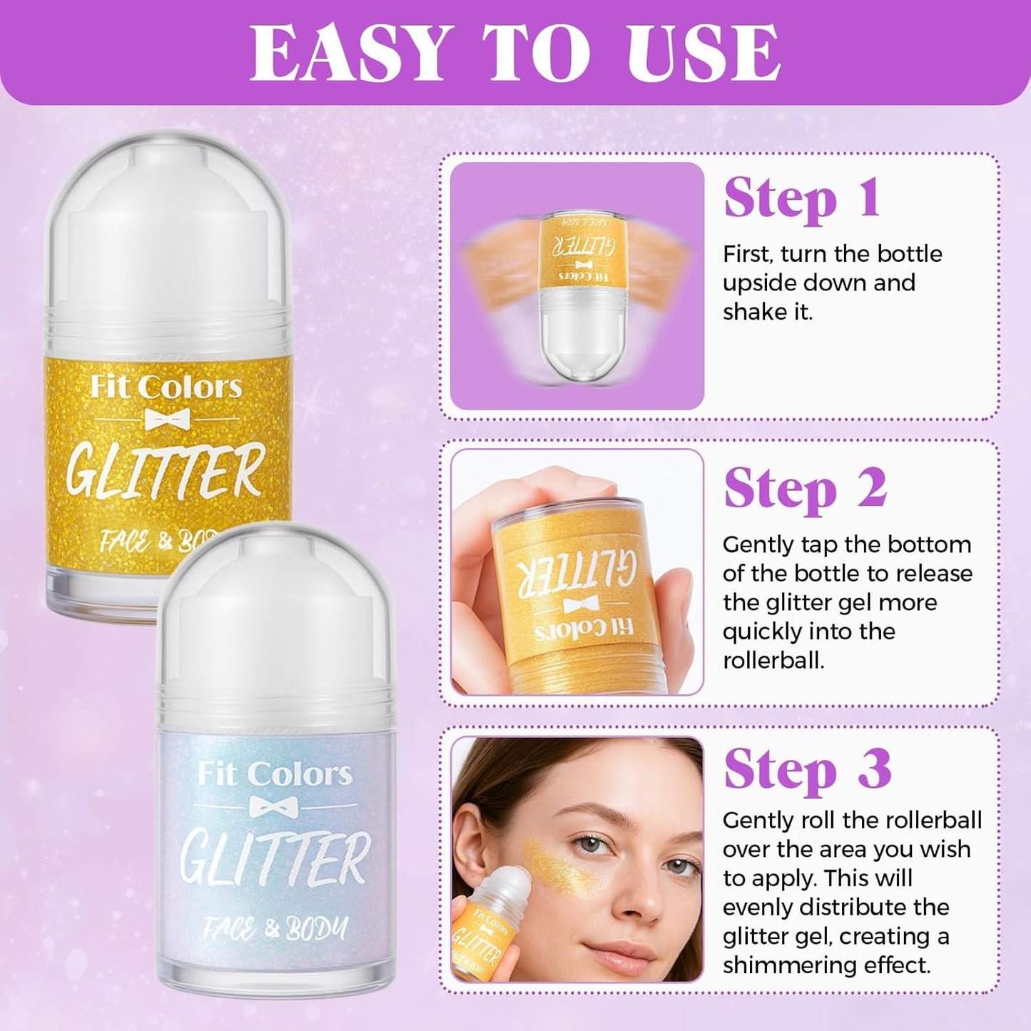 Skiennix Body Glitter Gel - Holographic Mermaid Sequins Liquid Eyeshadow | Sparkling Pink, Versatile Use for Body, Face, Hair, and Lips