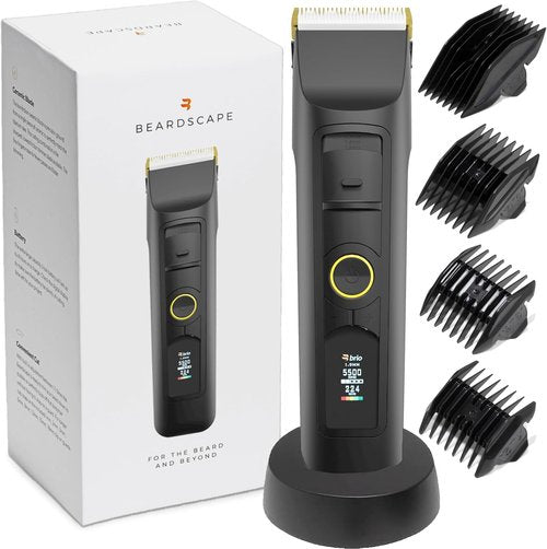 Brio Beardscape V2 Beard Trimmer - Professional Cordless Hair Trimmer with Low Friction Blade | 4-Hour Battery Life, Ideal for Beard & Body (Black)
