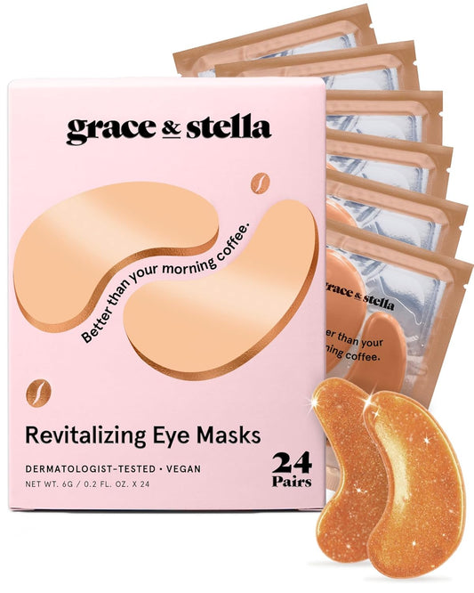 Grace & Stella Caffeine Under Eye Patches - Awakening Mask for Puffy Eyes & Dark Circles | Vegan, 24 Pairs