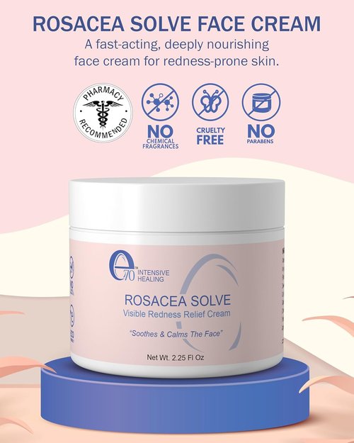 E70 Rosacea Treatment Cream - Gentle Moisturizer for Redness Reduction with Aloe Vera & Hyaluronic Acid | 2.25 fl. oz.