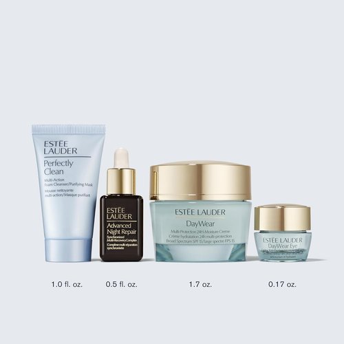 Estée Lauder DayWear Moisturizer Gift Set - Hydrating Skincare Routine | Full-Size 1.7 Oz Moisturizer + Cleanser, Eye Cream, Serum