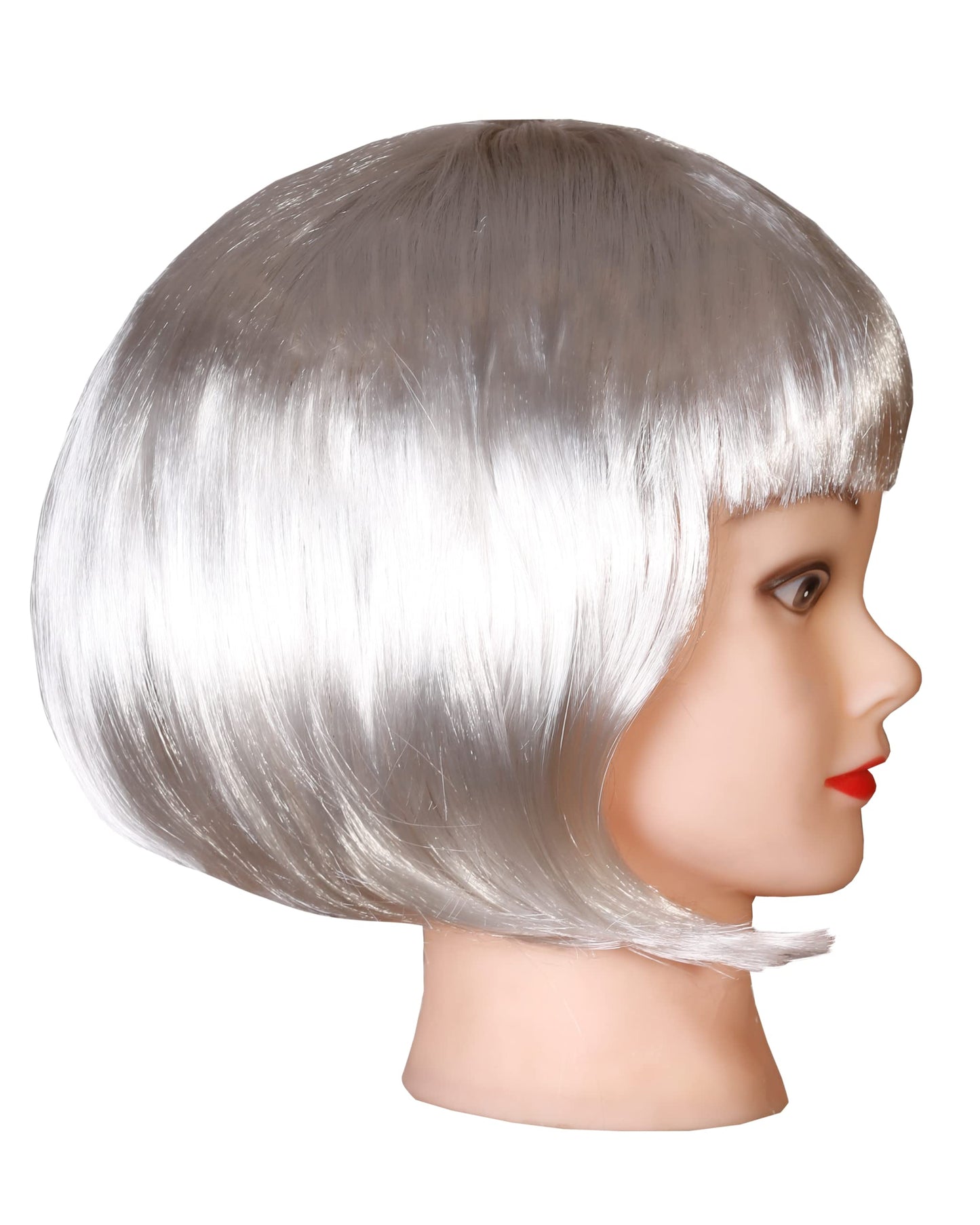 Matissa Short Straight 10" Bob Wig with Bangs Synthetic Fancy Dress Costume Halloween Party (Silver/Grey)