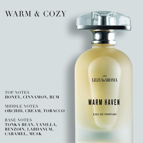 Liliya's Aroma Warm Haven Eau de Parfum – with Honey, Cinnamon and Gourmand Vanilla Perfume, Luxury Amber Cozy Scent Long-Lasting | 3.4 Fl Oz