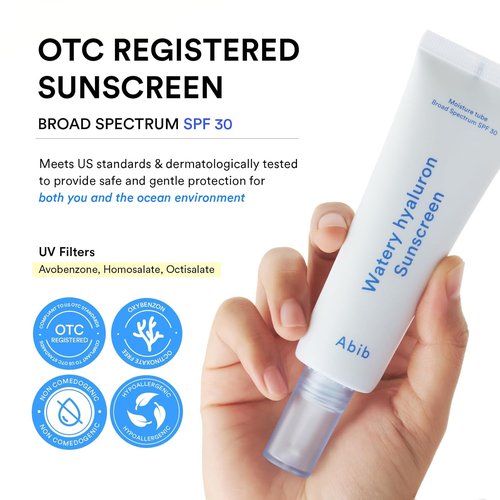 Abib Watery Hyaluron Sunscreen - Broad Spectrum SPF 30 | Hydrating Sunblock with Hyaluronic Acid, 1.69 fl oz