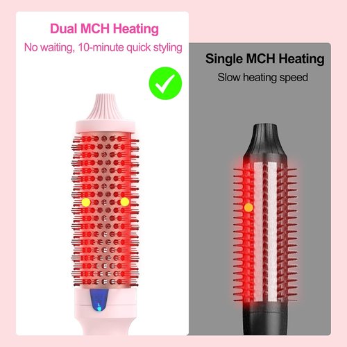 K&K Cool-AIR TECH Hair Styling Tool - Heated Round Brush with Negative Ion Technology | Pink, 1.7 Inch