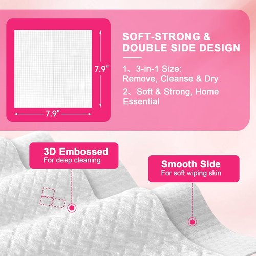 FACEMADE Disposable Face Towels - 120 Count Biobased Towelettes for Soft, Clean Skin | Ideal for Makeup Removal
