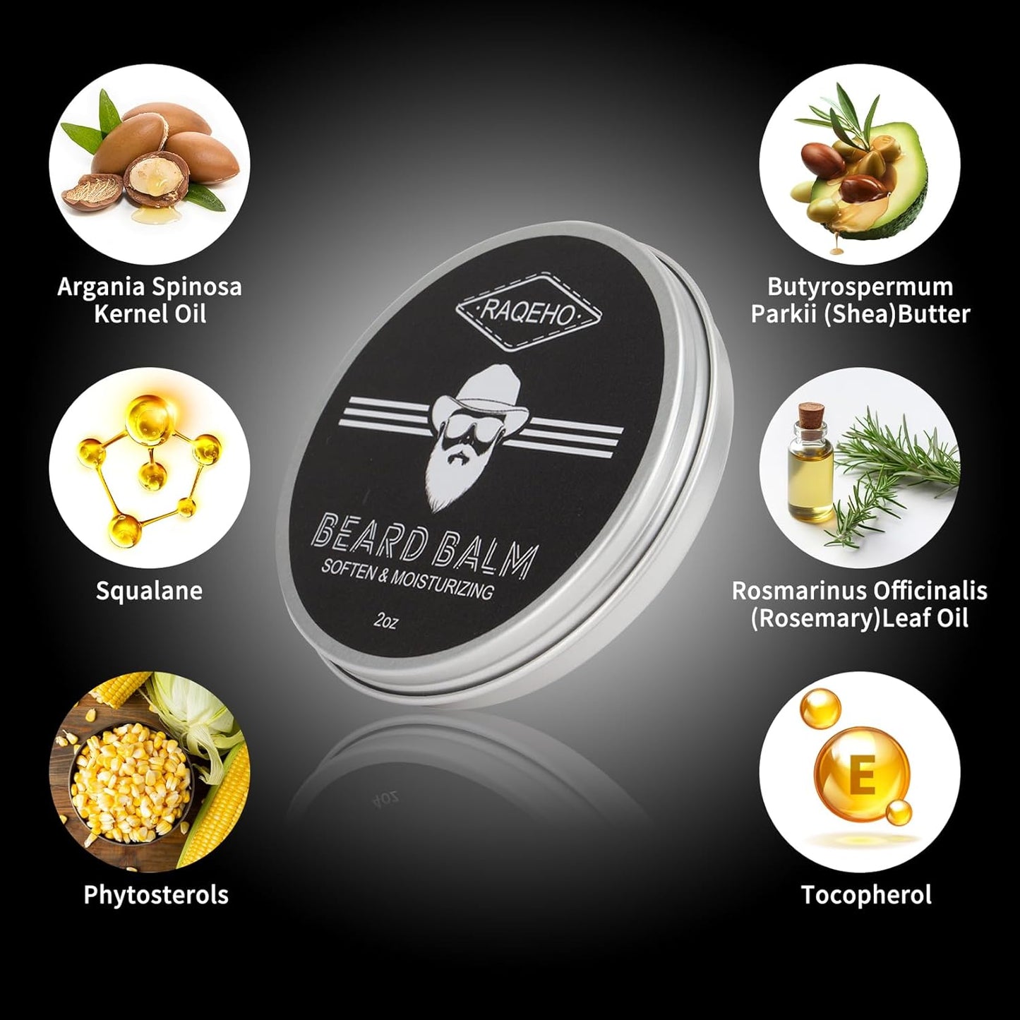 Skiennix 2oz Beard Balm - Nourishing Mustache Wax & Leave-In Conditioner | Sandalwood Scent