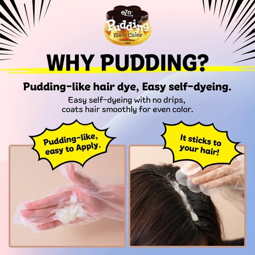 eZn Pudding Hair Dye - Ammonia-Free, No-Drip Formula for Sensitive Scalps | Sahara Sandy, Long-Lasting Gray Coverage